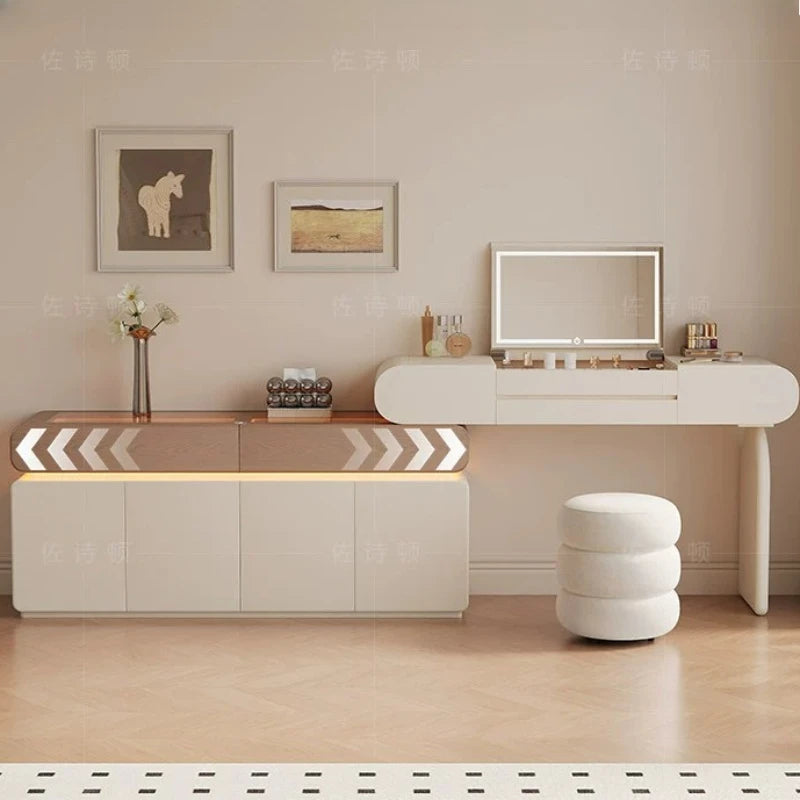 Foldable Hidden Vanity Desk with Mirror