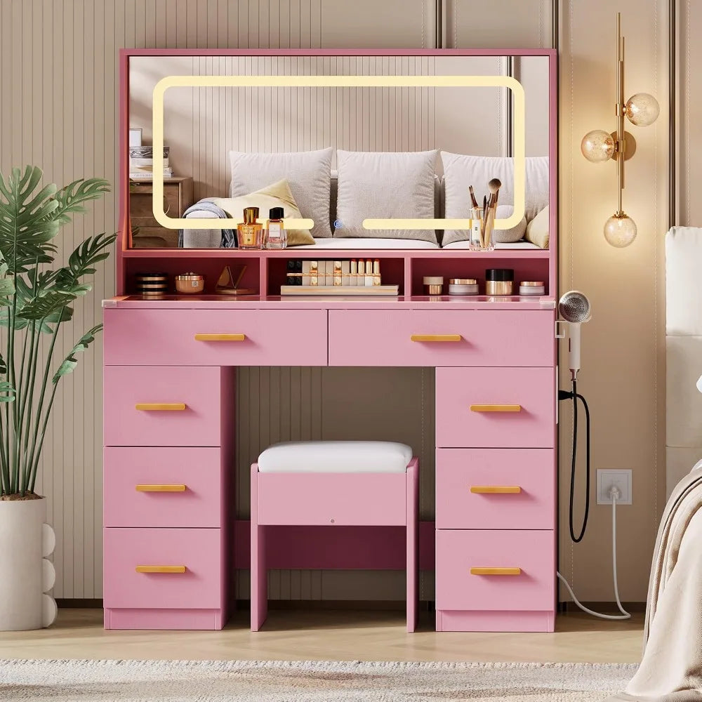 Blush Pink LED Vanity Desk Set