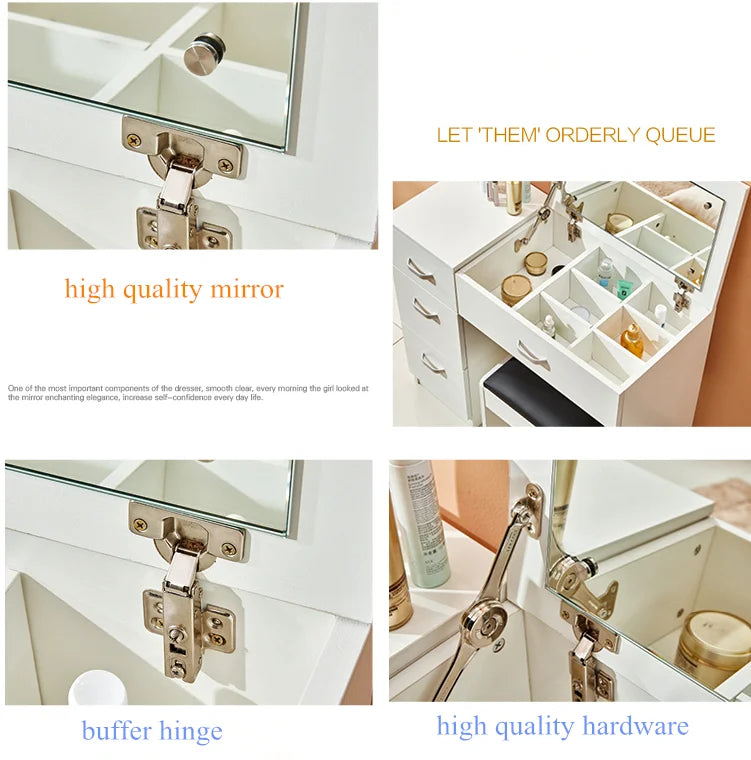 Compact Folding Corner Vanity Table