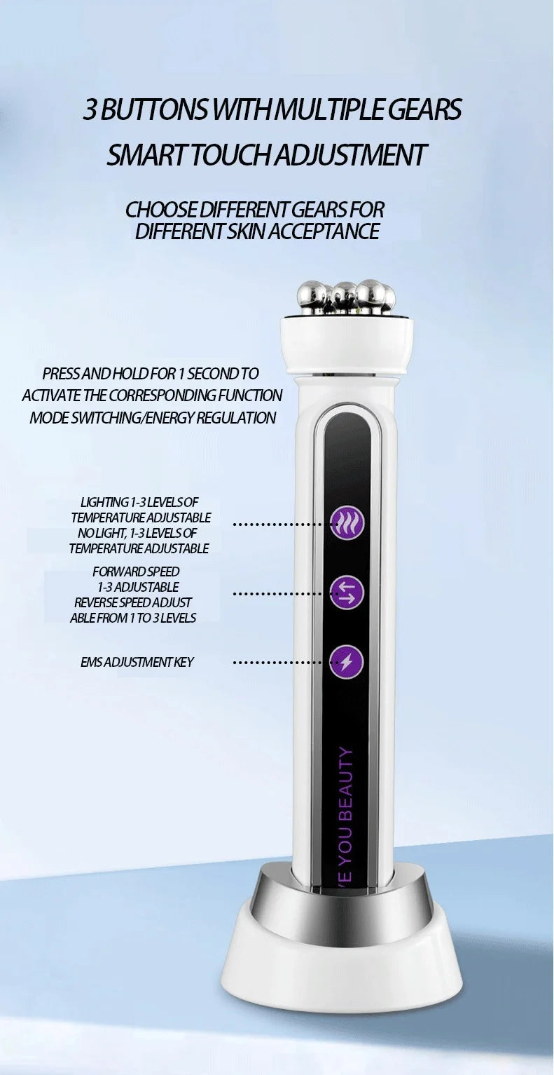 EMS Microcurrent Facial Heating Body Eye RF Face Lift Pulling Electric Rotating Roller Massage Beauty Device