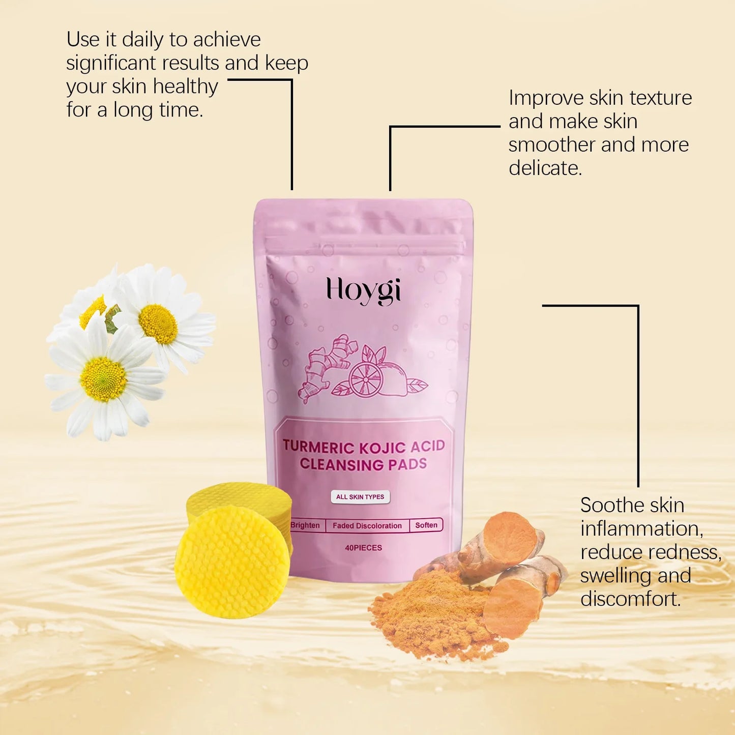 Turmeric Kojic Acid Cleansing Pads – Exfoliating & Oil Control