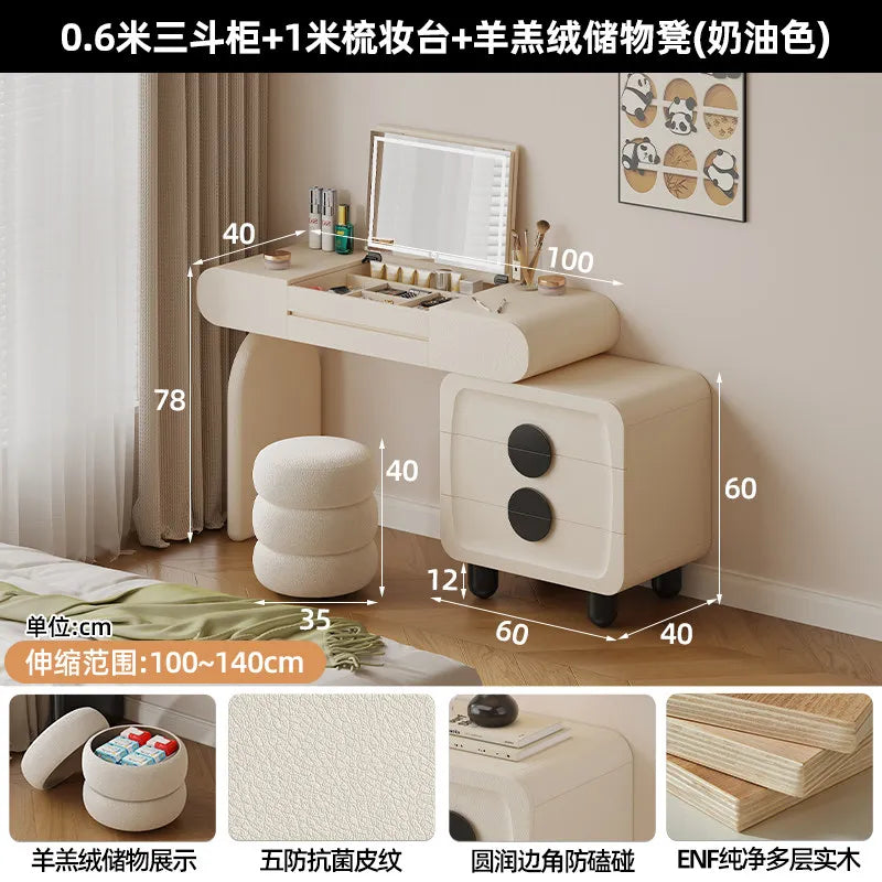 Foldable Hidden Vanity Desk with Mirror