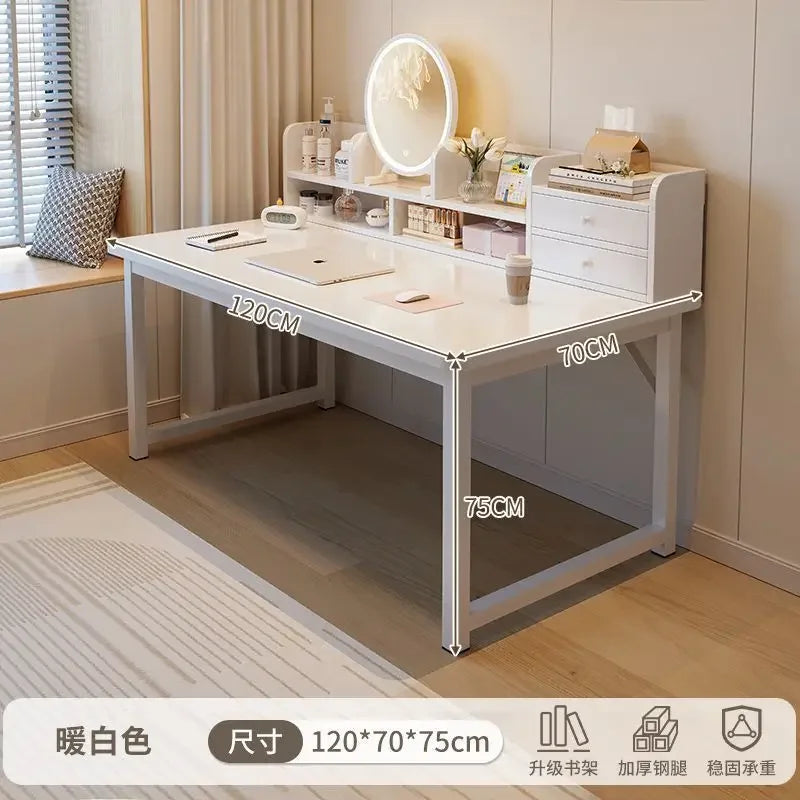 Simple Dressing Table Makeup Table with Storage Vanity Desk with Mirror and Led Lights Study Table Student Desk for Bedroom