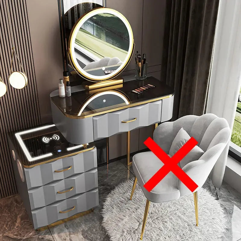 Vanity Desk with Wireless Charging & Bluetooth Speaker
