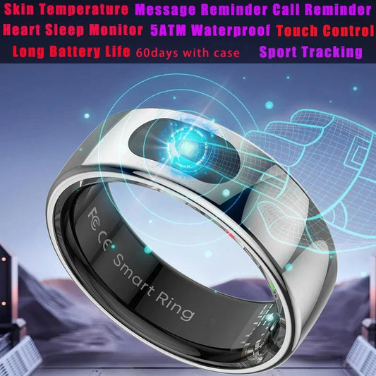 Smart Health Ring + Charging Case – Sleep, Fitness & Call Alerts