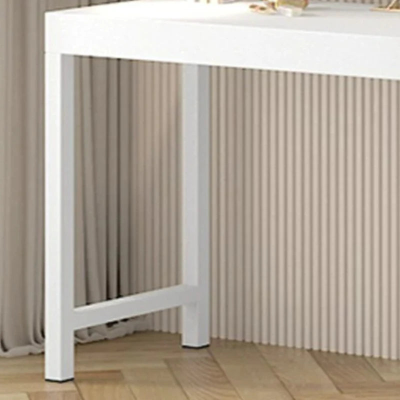French-Style White Vanity Desk with Glass Cabinet