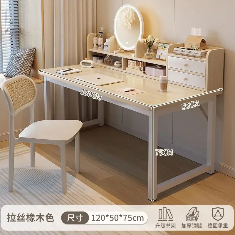 Simple Dressing Table Makeup Table with Storage Vanity Desk with Mirror and Led Lights Study Table Student Desk for Bedroom