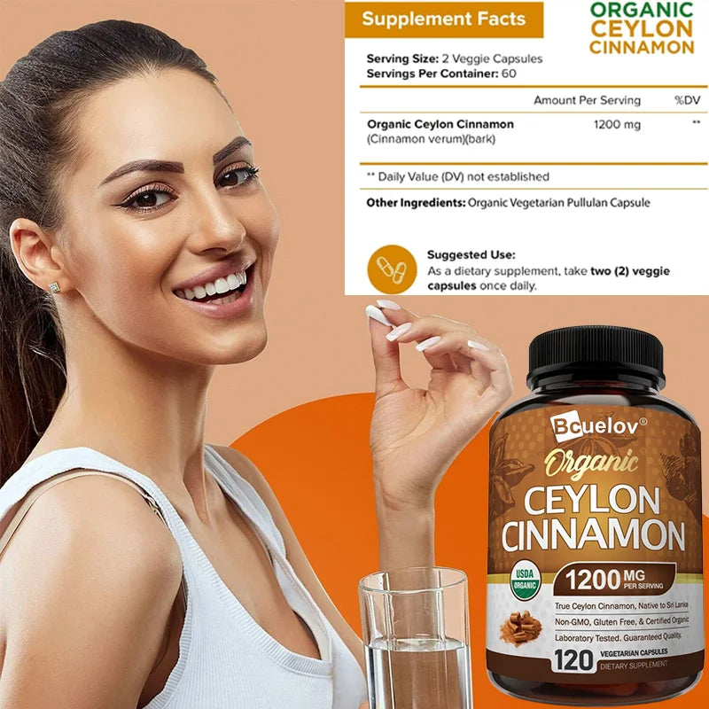 Organic Ceylon Cinnamon 1200mg – Blood Sugar & Heart Health Support