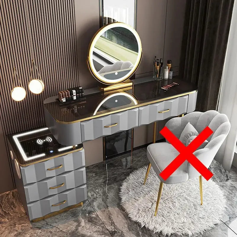 Vanity Desk with Wireless Charging & Bluetooth Speaker