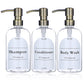 Clear Shampoo & Body Wash Dispenser Set – Stainless Pump