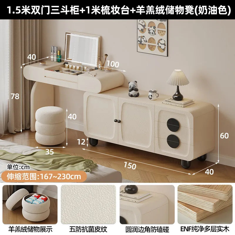 Foldable Hidden Vanity Desk with Mirror