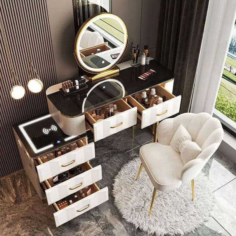 Vanity Desk with Wireless Charging & Bluetooth Speaker — Vanity Furniture, Bedroom Furniture | Beautifully Within