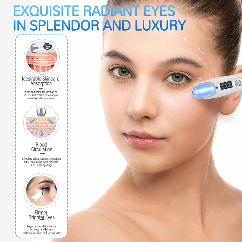 Led Photon Eye Massager 3 In 1 Facial Anti Wrinkle Skincare Wand