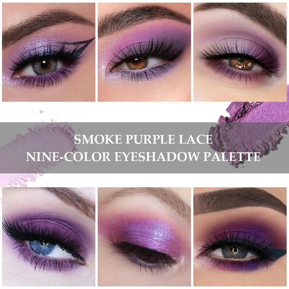 9 Color Purple Glitter Eyeshadow Palette