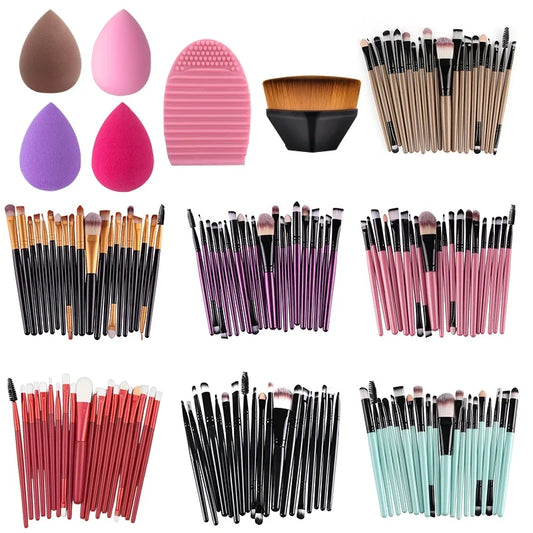 Makeup Brush Set (8–20pcs) – Foundation & Eyeshadow