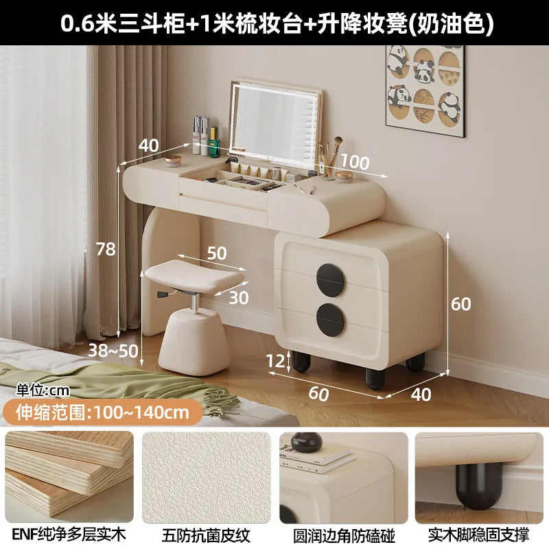 Foldable Hidden Vanity Desk with Mirror