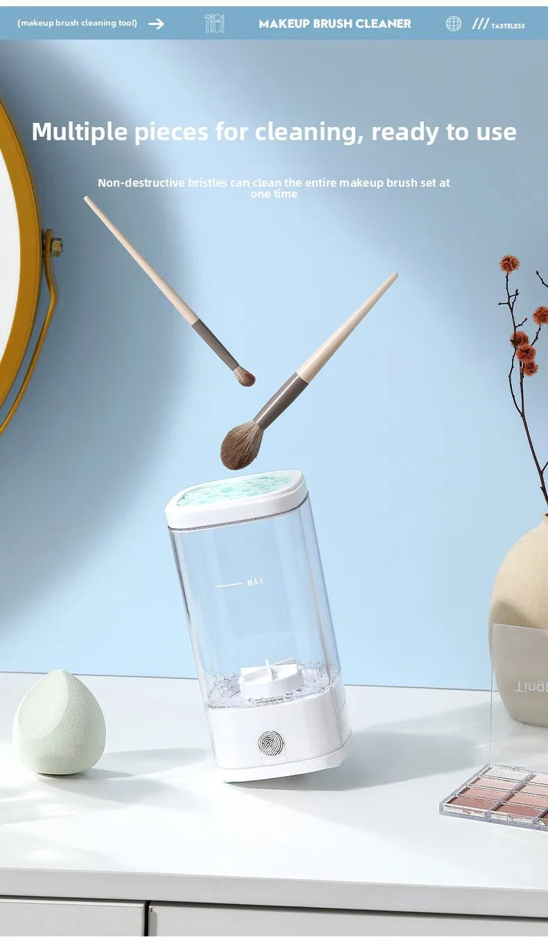 Automatic Makeup Brush Cleaning Machine Electric Cosmetic Tool with Storage Case for Powder Puff Sponge Lazy Beauty Essential