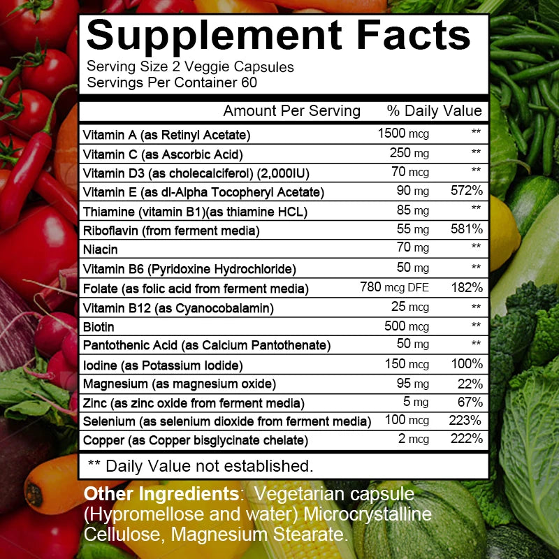 Multivitamin Capsules – Energy, Skin, Eye & Immune Support (Unisex)