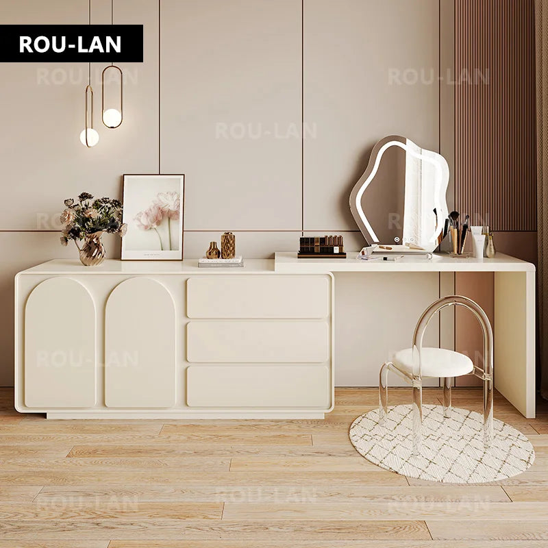 Modern Telescopic Vanity Table with Storage Cabinet