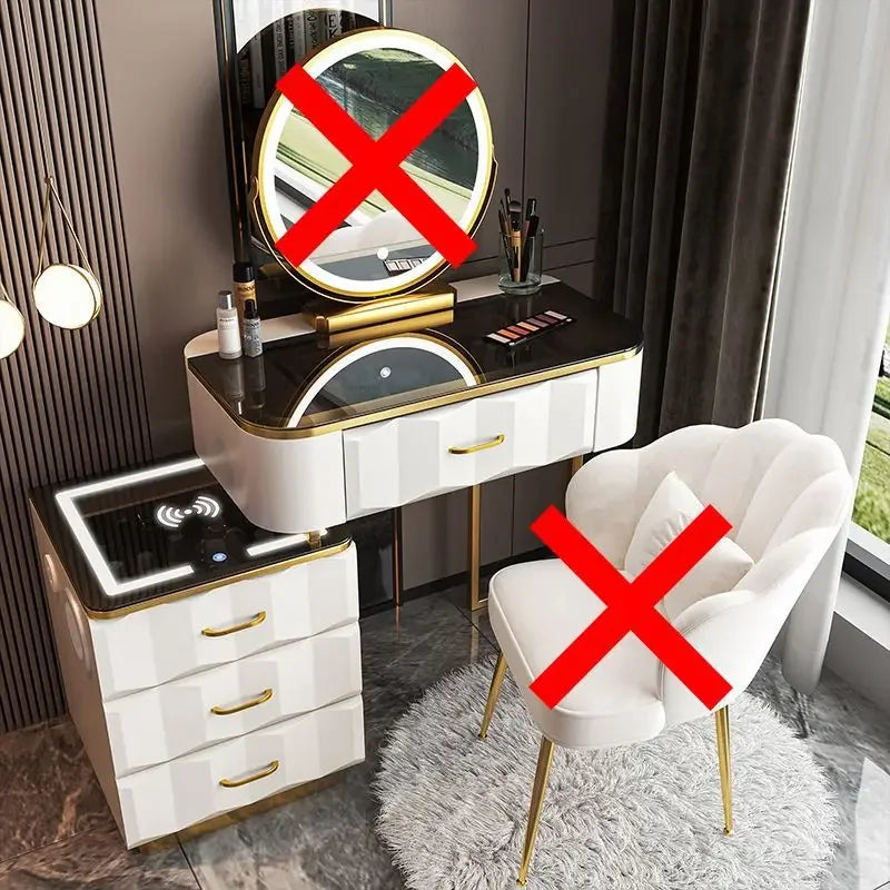 Vanity Desk with Wireless Charging & Bluetooth Speaker