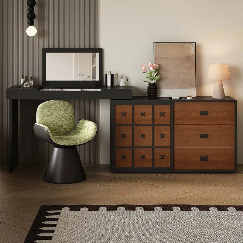 Vintage Corner Vanity Table with Mirror & Stool