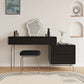 Luxury Makeup Vanity Desk with Mirror and Lights, Dressing Table with Stool Stainless Steel Legs 5 Drawers, Modern Makeup Desk