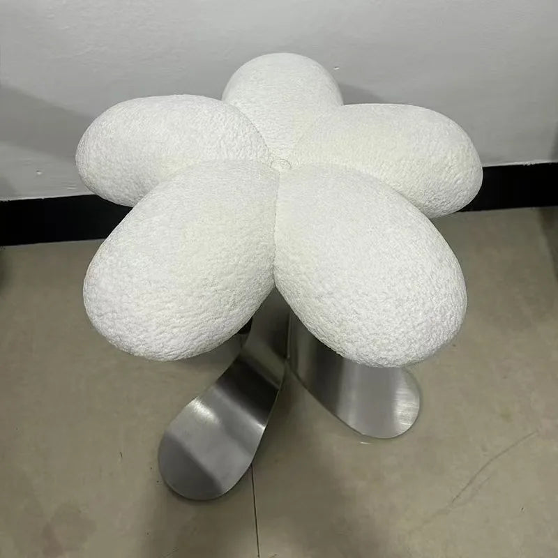 Velvet Vanity Stool with Steel Legs