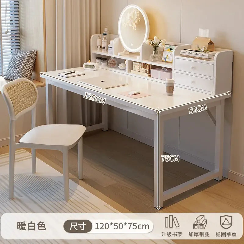 Simple Dressing Table Makeup Table with Storage Vanity Desk with Mirror and Led Lights Study Table Student Desk for Bedroom
