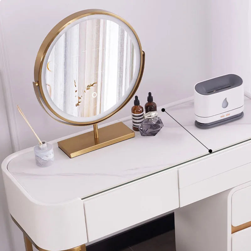 White Modern Vanity Table with Mirror & Stool — Vanity Furniture, Bedroom Furniture | Beautifully Within
