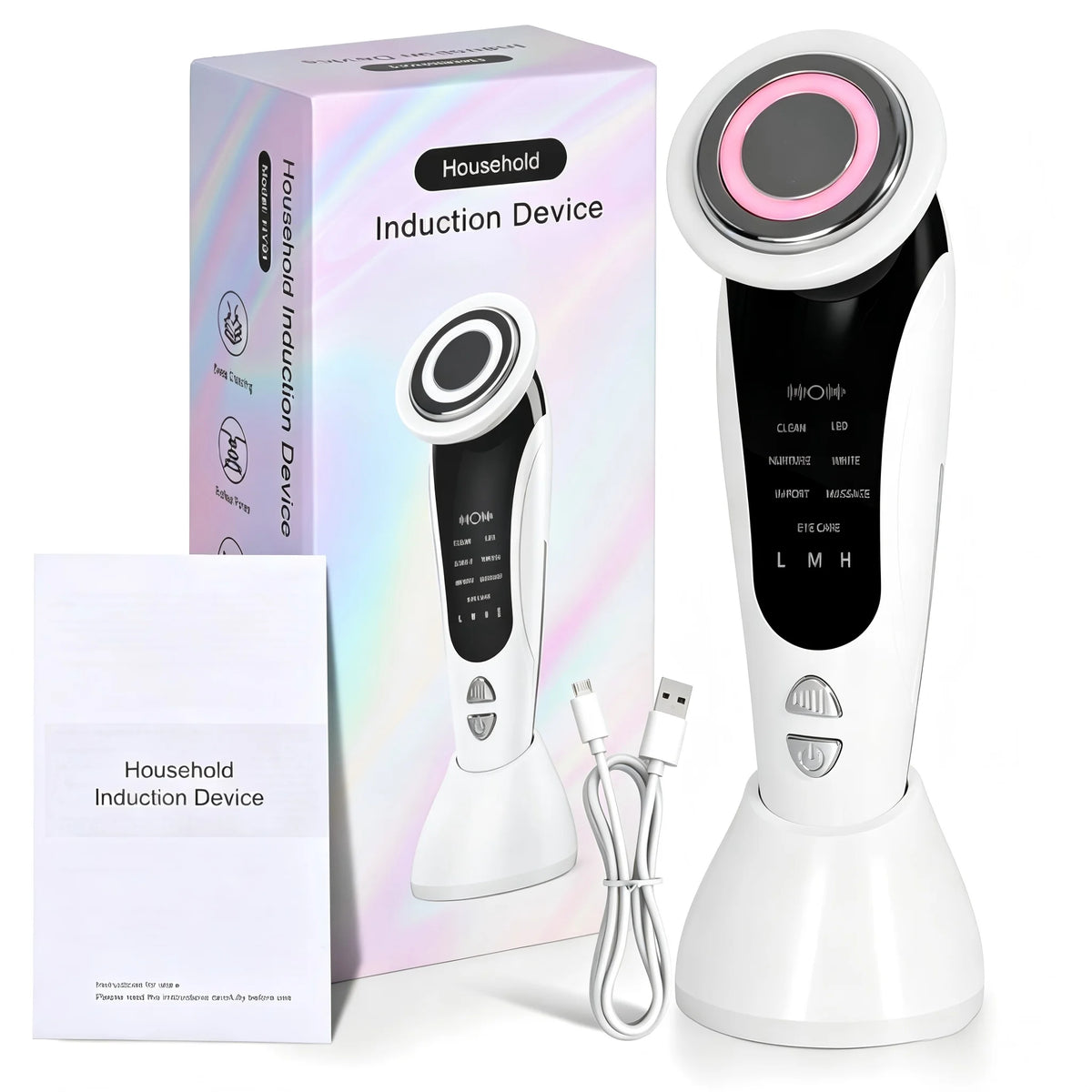 7 In 1 LED Light Therapy Facial Massager Serum Infusion Rechargeable Device