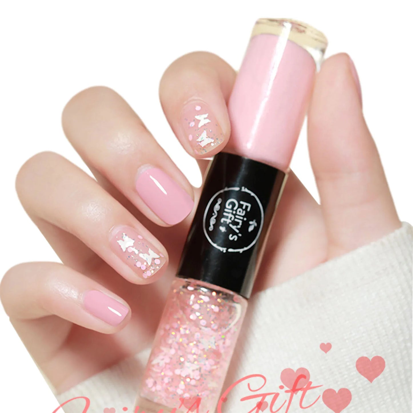 2-in-1 Glitter Nail Polish – Long-Lasting Quick-Dry Gel