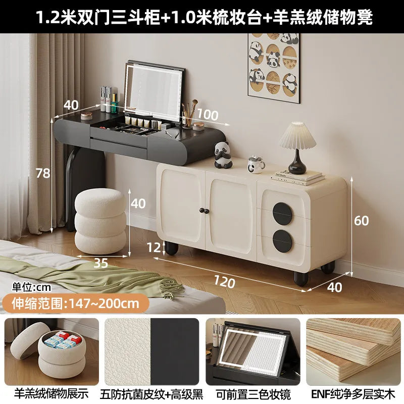 Foldable Hidden Vanity Desk with Mirror