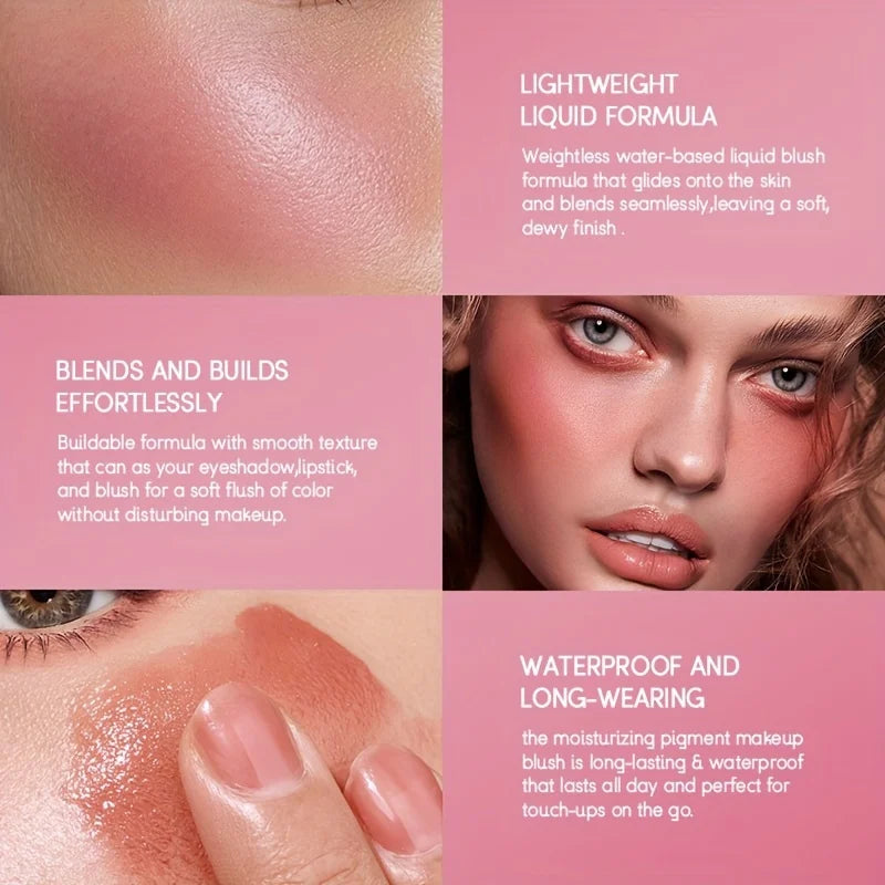 USHAS 4-Color Liquid Blush – Long-Lasting Waterproof Stick
