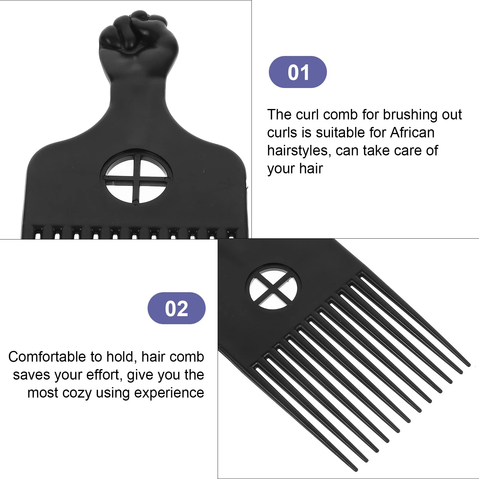 Hair Comb Braid Picks Brushes Combs for Men Straightener Thick Plastic Beard Black Dense