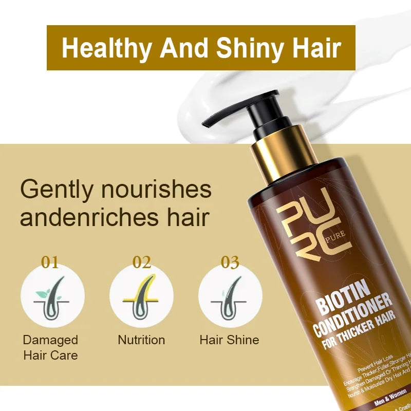 PURC Biotin Hair Growth Oil Shampoo Conditioner Sets Smoothing Anti-Hair Loss Scalp Treatment Hair Care Products for Men Women