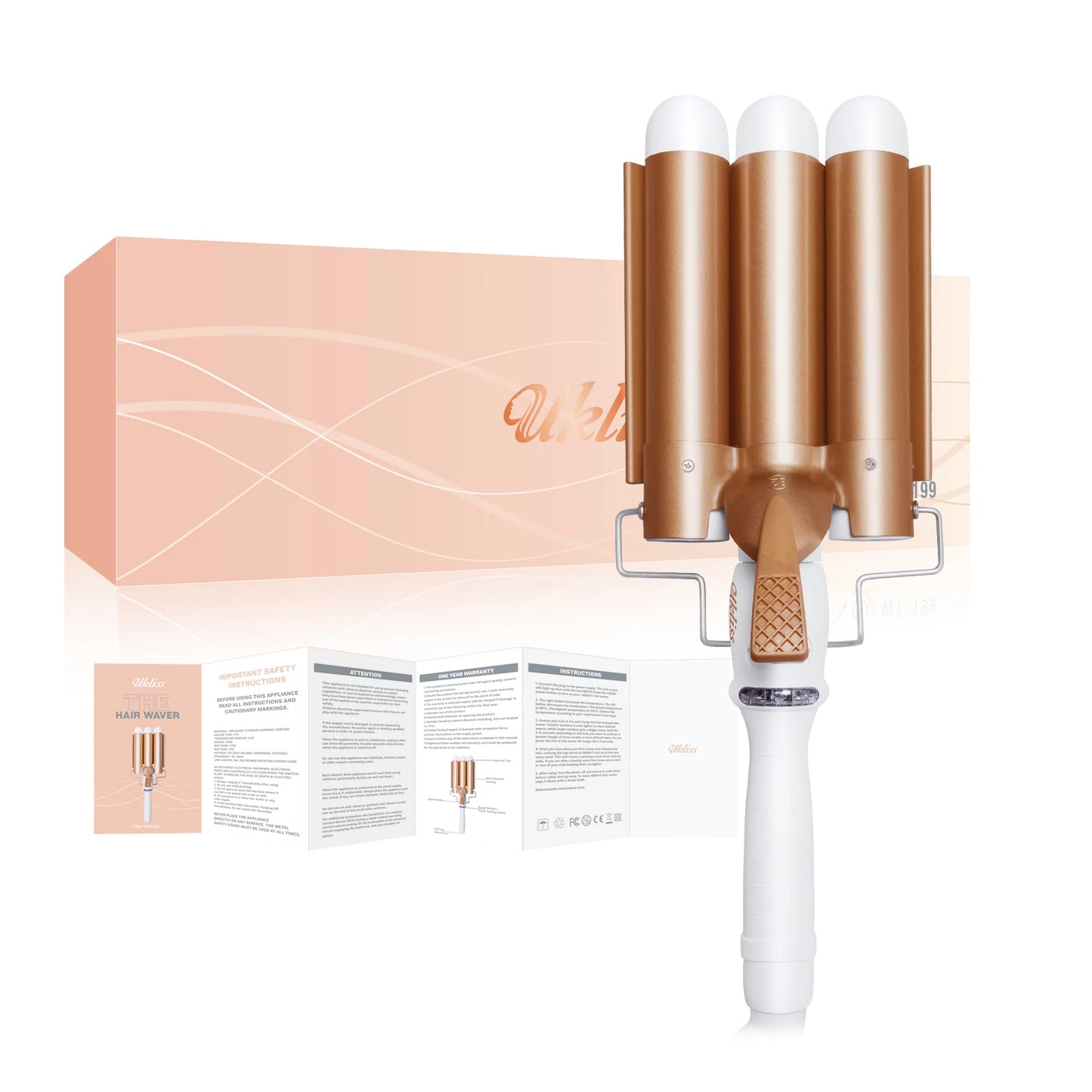 UKLISS Triple Barrel Curler – Ceramic Wave Styler