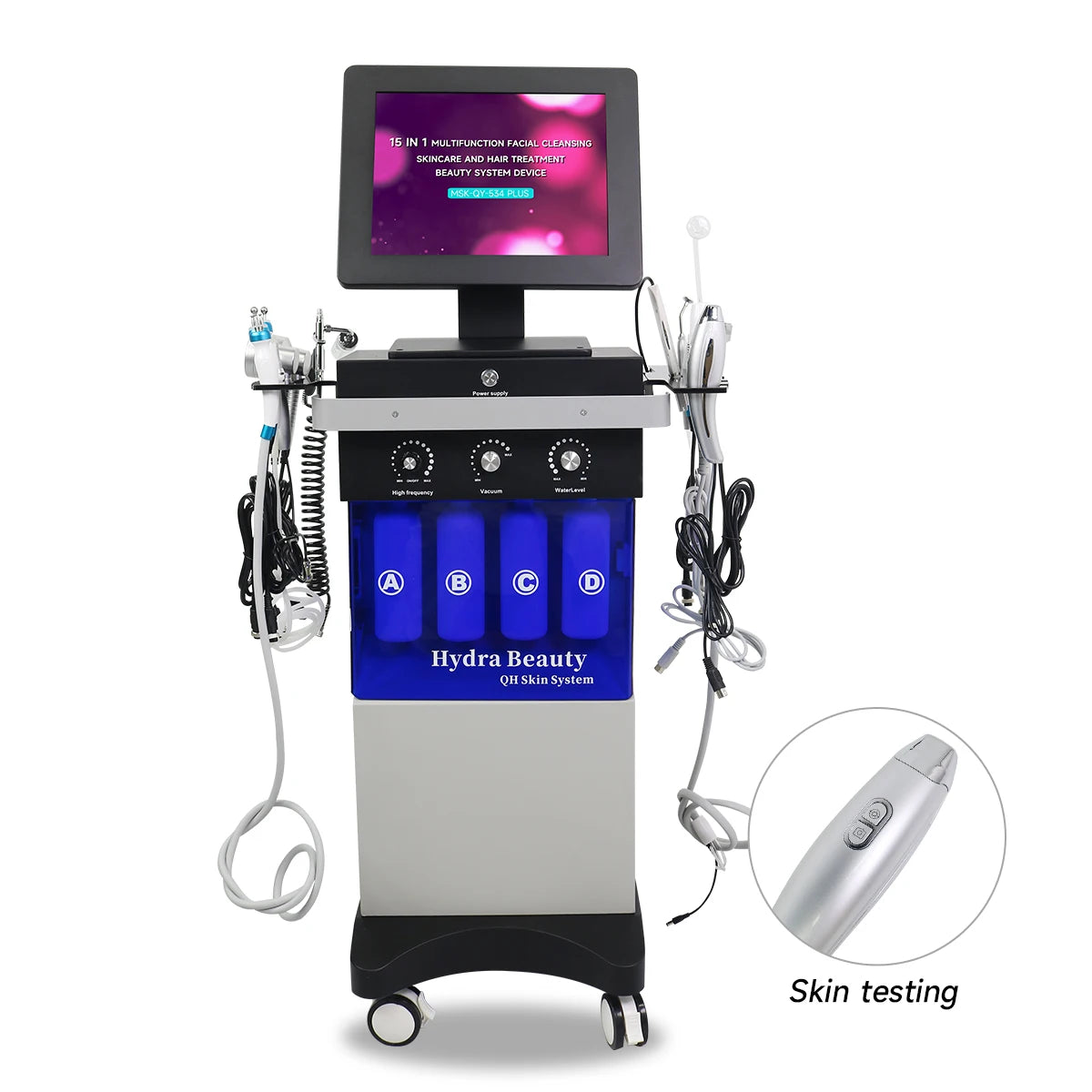 Ultrasonic Skin Scrubber Facial Pore Cleanser Probe With Jet Peel And EMS Modes