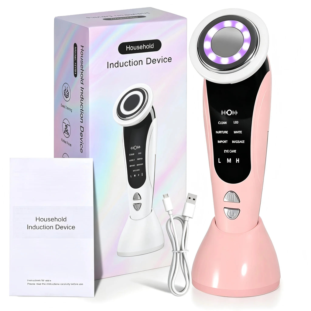 7 In 1 LED Light Therapy Facial Massager Serum Infusion Rechargeable Device