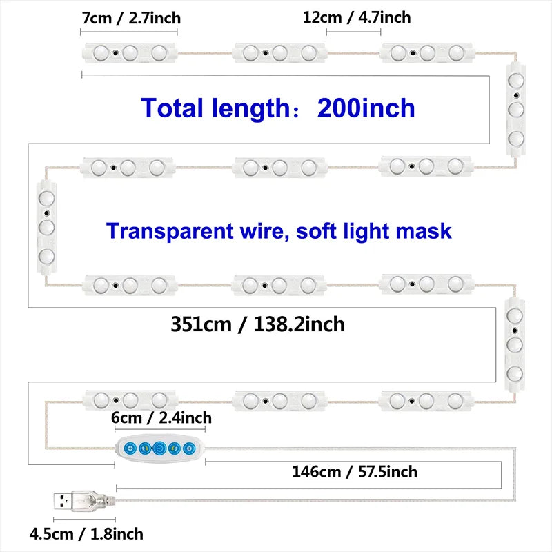 Dimmable LED Vanity Mirror Light Kit