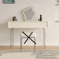 Luxury Makeup Vanity Desk with Mirror and Lights, Dressing Table with Stool Stainless Steel Legs 5 Drawers, Modern Makeup Desk