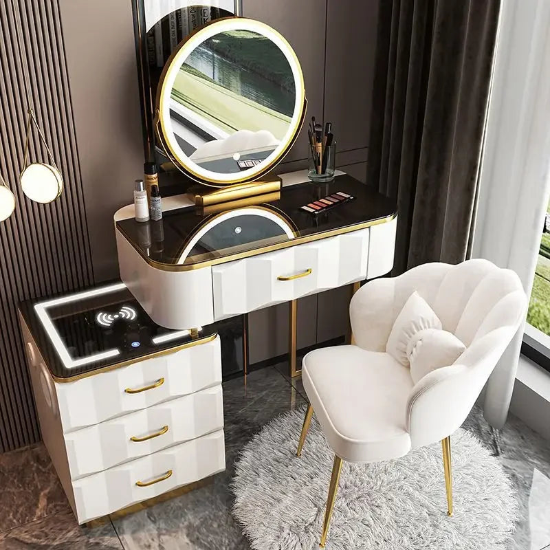 Vanity Desk with Wireless Charging & Bluetooth Speaker