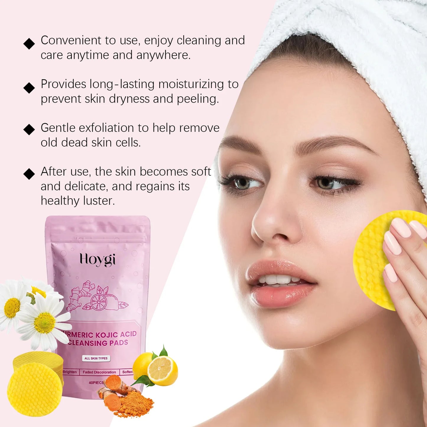 Turmeric Kojic Acid Cleansing Pads – Exfoliating & Oil Control