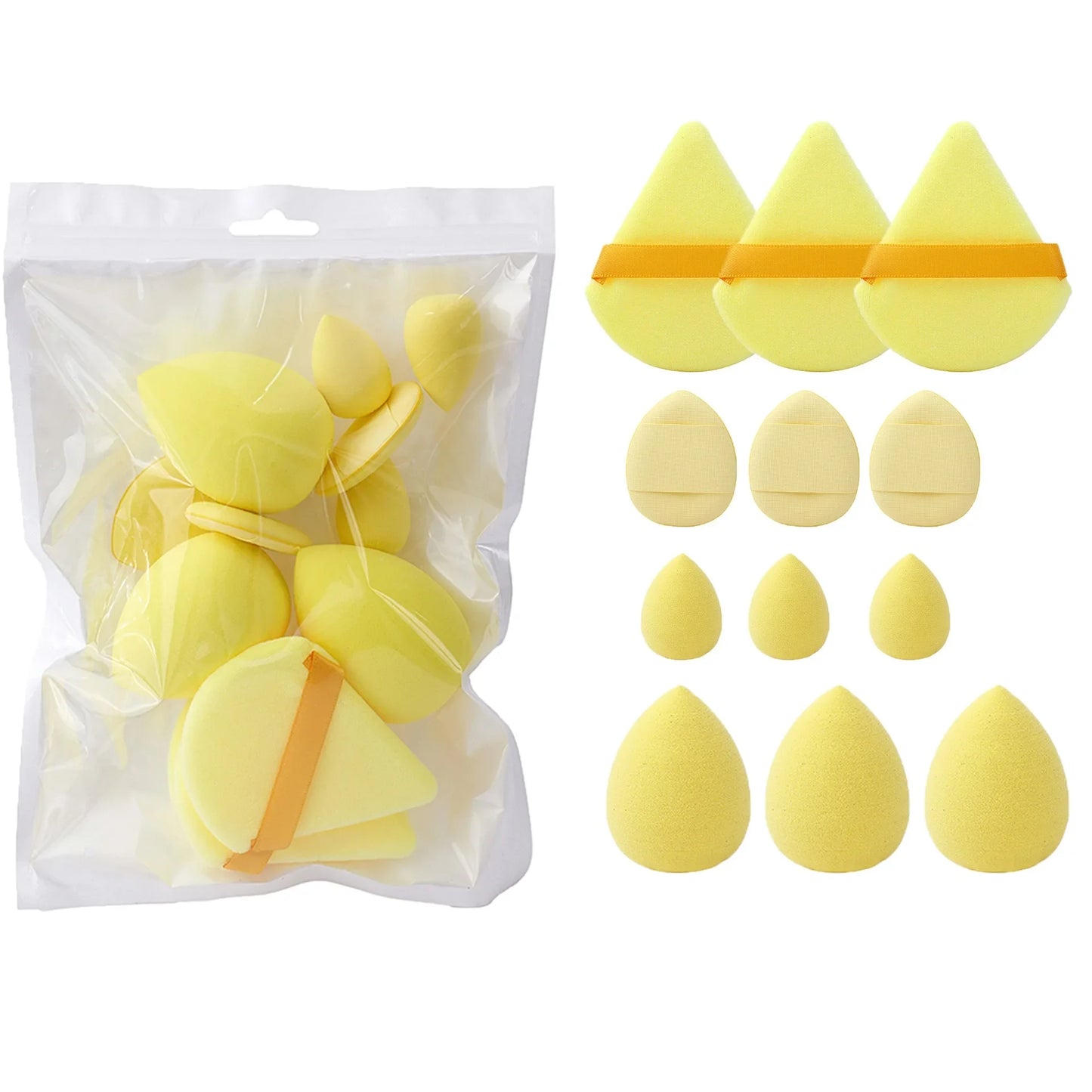 12PCS Cosmetic Puff Set – Triangle & Egg Blenders