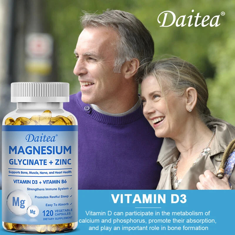 Magnesium + Zinc + D3 + B6 – Bone, Heart & Muscle Support Capsules