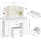 Makeup Vanity Table with LED Lights & Storage Cabinets – White