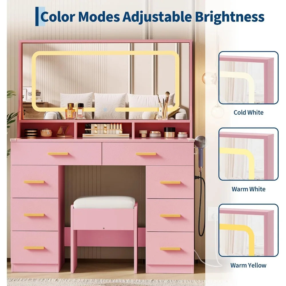 Blush Pink LED Vanity Desk Set