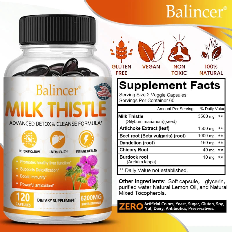 Balincer Milk Thistle 6200mg – Liver Detox & Antioxidant Support