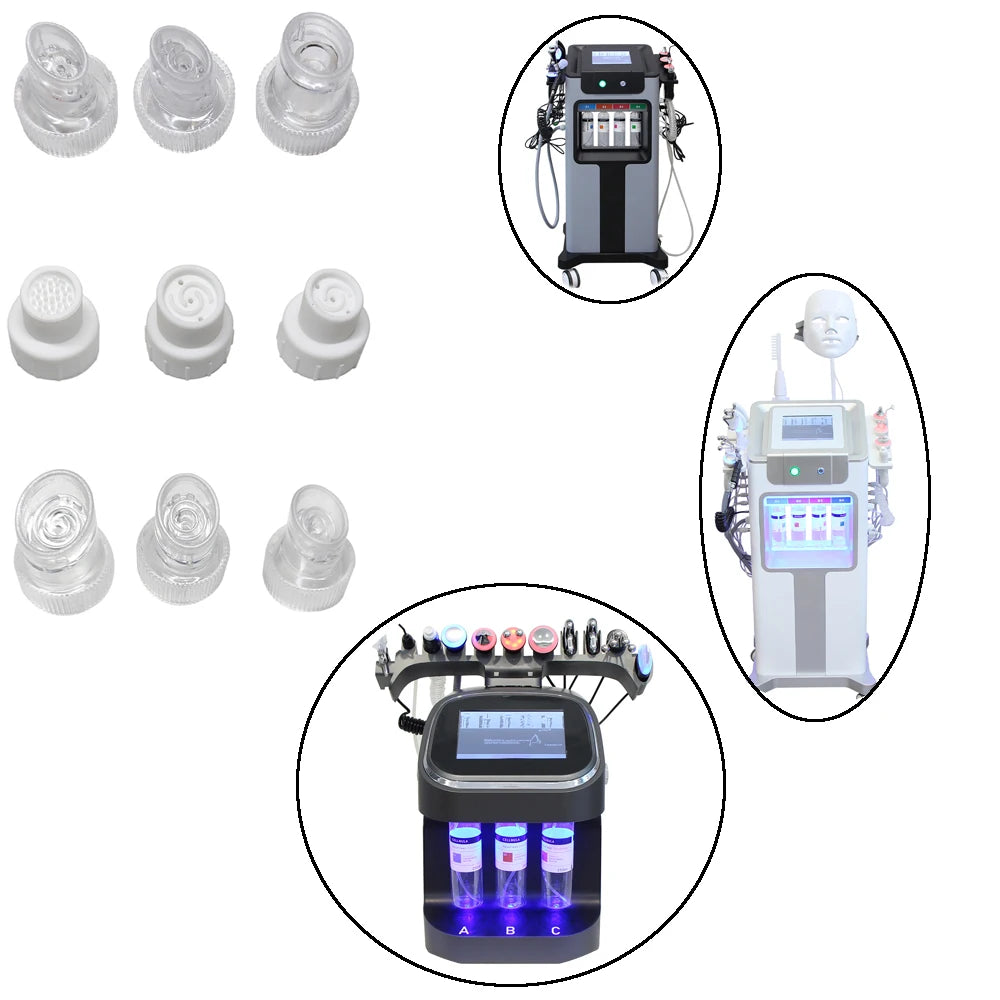 Replacement Hydro Dermabrasion Tips 9 Shapes Hydrogen Bubble Facial Machine