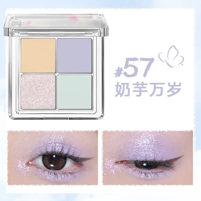 Judydoll 4-Color Eyeshadow Palette – Matte & Glitter Shades