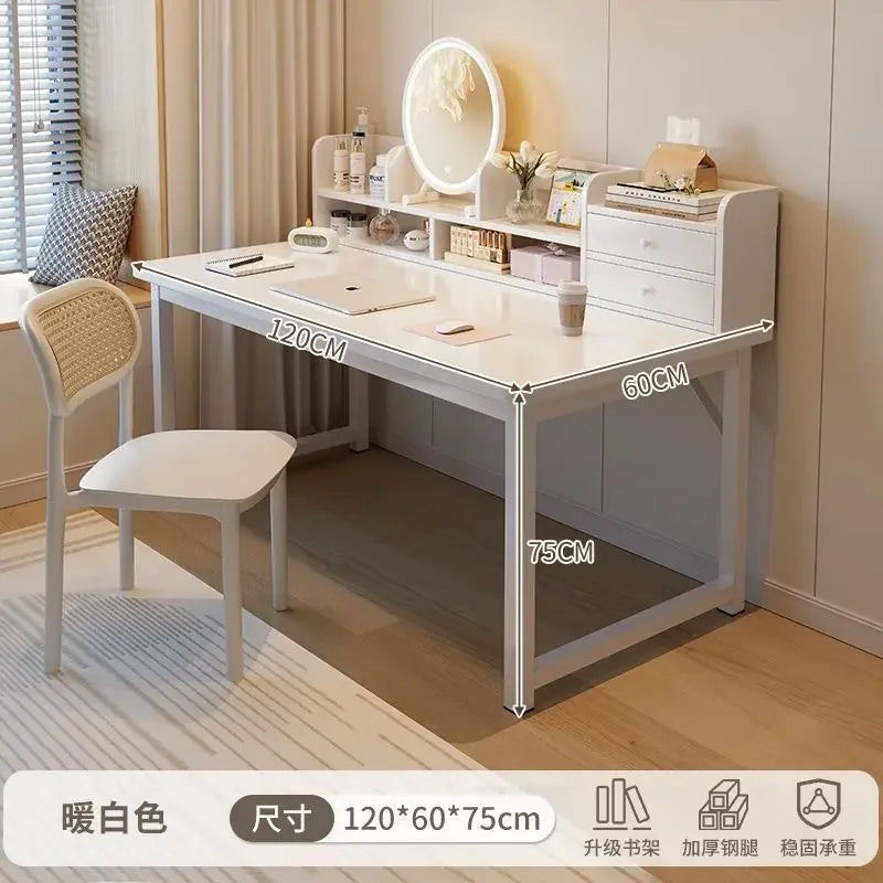 Simple Dressing Table Makeup Table with Storage Vanity Desk with Mirror and Led Lights Study Table Student Desk for Bedroom